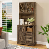 Lomojo Kitchen Storage Cabinet,71" Pantry Cabinet,Coffee Hunth Freestanding Cabinet,Farmhouse Tall Kitchen Cabinet Organizers and Storage with Doors & Adjustable Shelves Rustic Brown Lomojo