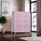 YITAHOME Fabric Dresser for Bedroom, Tall Storage Dresser with 8 Drawers, Black Dresser & Chest of Drawers, Storage Drawer Organizer for Closet(Rose Pink) YITAHOME