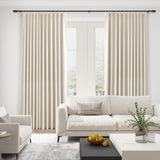Jowels Natural Linen Blackout Curtains 108 Inch Length 2 Panels Set for Living Room Bedroom, Pinch Pleated Thermal Insulated 100% Black Out Curtains with Hooks, Room Darkening Back Tab Drapes Beige Jowels