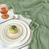 IVAPUPU 2 Pcs Cheesecloth Christmas Table Runner - 10ft Sage Green Boho Gauze Cheese Cloth Table Runners for Baby Shower Decoration Wedding Party Summer Garden Farmhouse IVAPUPU