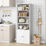 GAOMON Farmhouse 71.4in Tall Bookshelf with Doors - Multi-Functional Wooden Storage Display with 6 Shelves in Grey GAOMON