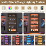 BONITURE Display Cabinet with Acrylic Glass Doors,5-Tiers Curio Cabinet with LED Lighting for Collectibles, Collectibles Toy Organizers Rack & Display Shelf Display Case Storage Cabinet, Walnut BONITURE