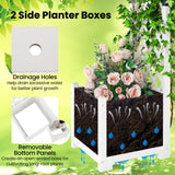 Happygrill Garden Arbor with Planter Boxes, Outdoor Wedding Arch with Trellis for Climbing Plants Vine Vegetables Herbs, Wooden Arbor Archway for Ceremony, Party (White) HAPPYGRILL