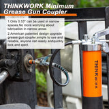 THINKWORK Grease Gun Coupler, 0.53" Grease Gun Tips, Strong Lock on Greases Gun Couplers, 12000 PSI Quick Release Grease Coupler, Compatible with All Grease Guns 1/8" NPT Grease Gun Fitting THINKWORK