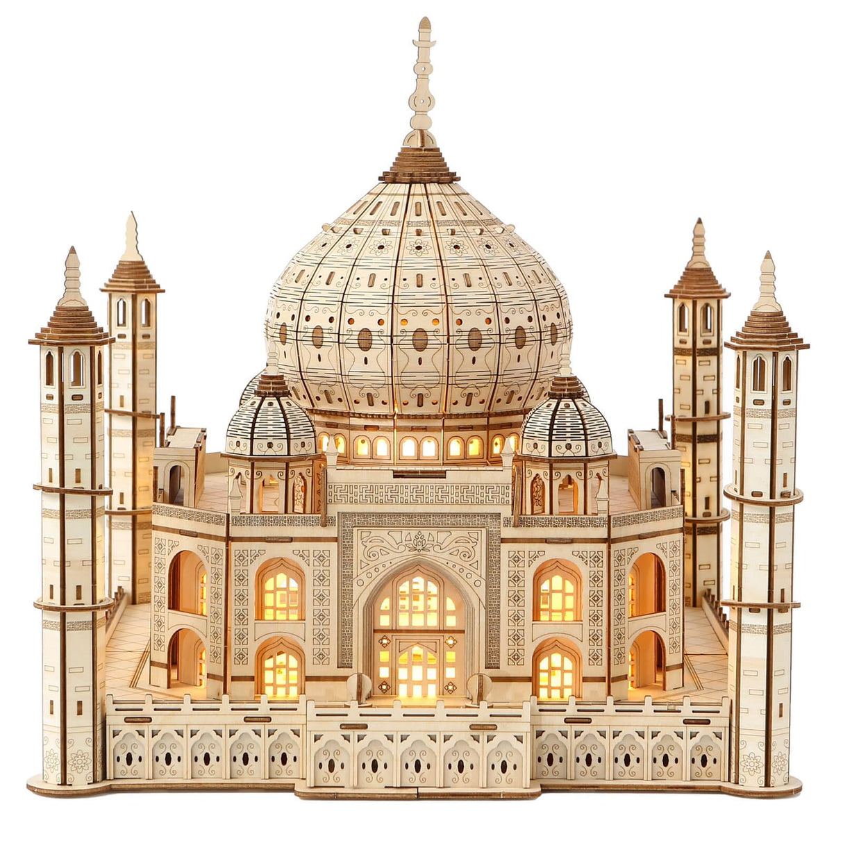 3D Wooden Puzzles for Adults 388pcs LED Light Taj Mahal Castle DIY Wooden Assembly Kit for Teens Kids Home Decor VanBasic