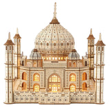 3D Wooden Puzzles for Adults 388pcs LED Light Taj Mahal Castle DIY Wooden Assembly Kit for Teens Kids Home Decor VanBasic