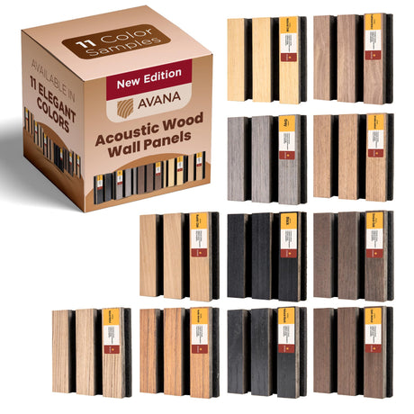 Avana Acoustic Wall Panels Color Samples Pack - Premium Wood Panels for Wall Decor - Interior Sound Proofing and Acoustic Panels Avana