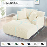 67 Inch Chaise Lounge Chair Indoor, Oversized Corduroy Upholstered Boneless Sofa Bed, Deep Seat Sleeper Couch Reading Chairs, Cloud Sofas Couches for Living Room, No Assembly Required (Beige) HANXIN