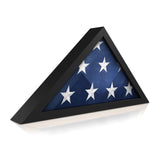 HBCY Creations Flag Display Case for 5' x 9.5' American Veteran Burial Flag Solid Wood Black Frame with Glass Front with Wall Mount or Standing HBCY Creations