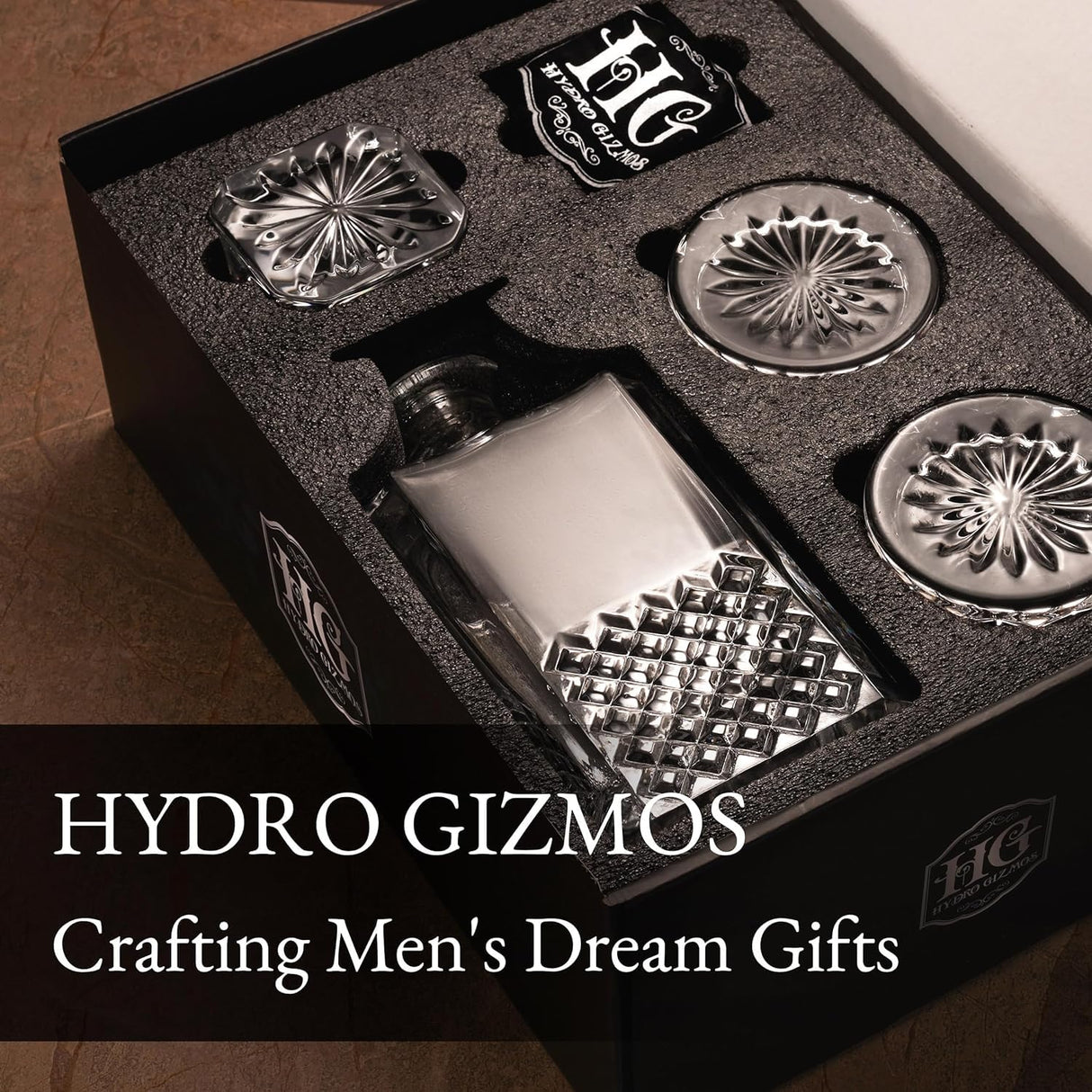 Luxury Gift For Men – Whiskey Decanter Set For Beloved Husband Or Dad Birthday Gift – 2 Whiskey Glasses And Decanter Set Is a Great Gift Idea for Whisky, Bourbon, Scotch lovers Hydro Gizmos