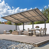 AECOJOY 20' x 10' Outdoo Gazebo for Patio, Large 10x20 Pergola Carport, Freestanding Lean to Hard Top Gazebo Shelter Pergolas and Gazebos Clearance with Roof, Wall-Mounted Heavy Duty Awnings for Patio AECOJOY