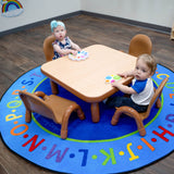 Children’s Factory Baseline Toddler Square Table and Chairs Set, Natural Wood – Includes One 30”, 12” High Square Table and Four 5” High Chairs – Durable, Lightweight, Easy to Move Children's Factory