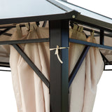 Outsunny 10' x 12' Hardtop Gazebo Canopy with Polycarbonate Roof, Aluminum Frame, Permanent Pavilion Outdoor Gazebo with Netting, for Patio, Garden, Backyard, Deck, Lawn, Off-White Outsunny