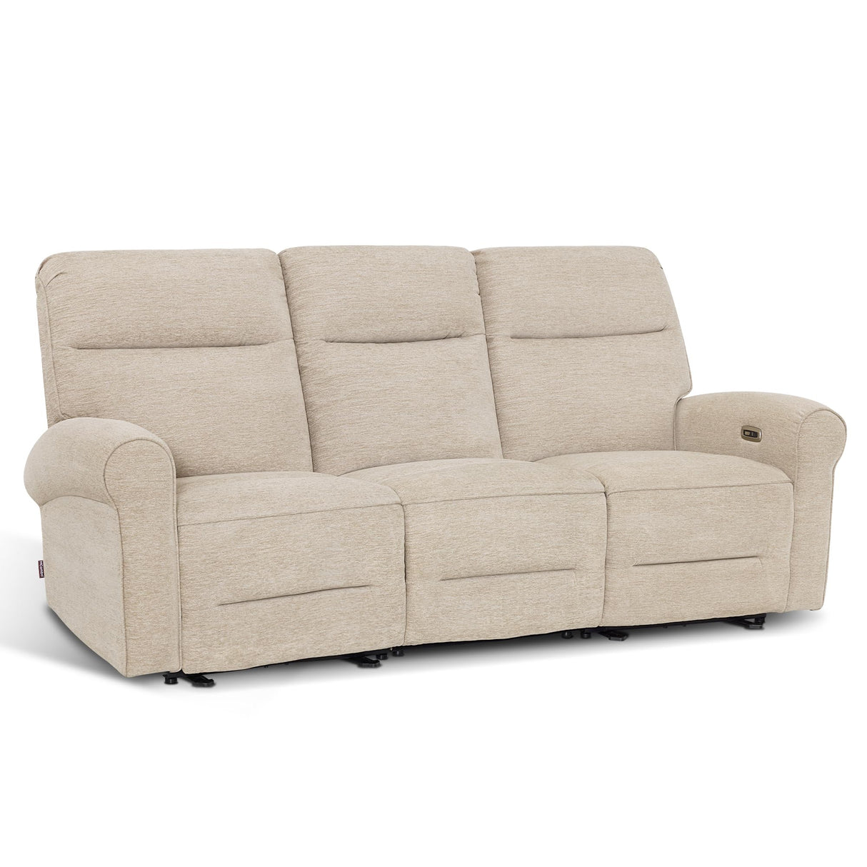 MCombo 87.8" Wall Hugger Power Reclining Sofa with Drop Down Table, 3-Seater Recliner Couch for Small Spaces Living Room RV, USB Ports, Fabric PR635M3 (Beige) MCombo