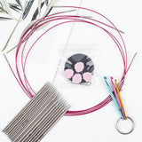 Froggod 4.5-Inch Aluminum Lace Interchangeable Circular Knitting Needle Set, Sizes US 1, 1.5, 2, 2.5, 4, 5, 6, 7 Interchangeable Knitting Needles Lace-Tip with 4 Assorted Cables with Project Bag Froggod