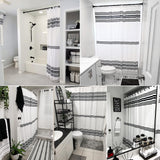 Seasonwood Black and White Shower Curtain with Tassels,Farmhouse Fabric for Bathroom,Heavy Weighted, 72 x 72 Seasonwood