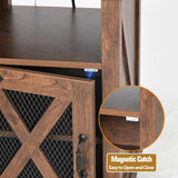 Livofloral Farmhouse Night Stands with Charging Station, End Tables with LED Lights, Bedside Table with Charger Station, Side Tables for Living Room with Storage & Barn Door, Rustic Brown End Table Livofloral