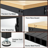 Adjustable Height Wood Workbench, 60" L X 24" W 2000 Lbs Capacity Heavy Duty Work Bench, Smooth Surface Work Table with Power Outlets for Garage, Workshop, Office, Home Antifir