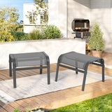 ONBRILL Outdoor Ottoman Set of 2, All Weather Outdoor Foot Stool with Supportive Textliene and Metal Frame, Stackable Oversized Outdoor Foot Rest for Furniture Patio Garden Pool, Grey ONBRILL