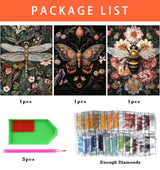 Axquilon 3 Pack Diamond Art Kits for Adults, Insect Diamond Painting Kits for Adults Beginner, DIY 5D Full Drill Gem Art for Home Wall Decor 12x16 inch Axquilon