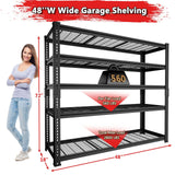 MODCART Storage Shelves 2PCS, Garage Shelving Heavy Duty 2800 LBS Capacity, 48" L x 18" W x 72" H Adjustable Metal Shelving Organizer Wire Rack, 5 Tier Utility Shelf Unit for Pantry Closet Warehouse MODCART