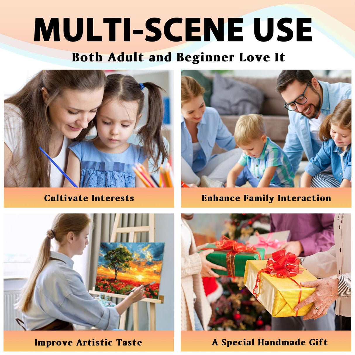 4 Pack Christams Paint by Numbers Kit for Adults with Frame and Wooden Easel, Christams Paint by Number Kit, Acrylic Painting Crafts for Home Decor Gift (7.8x11.8inch Snowman Candle Truck Tree) CRZMODE