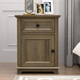 REDAYFUR End Tables with Fast-Charge Set of 2, Side Tables with Drawer Storage and Adjustable Shelf, Charging Nightstand Set of 2, Wooden Side Table for Living Room/Bedroom/Office, Light Brown REDAYFUR