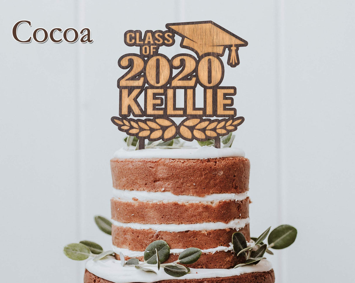 Class of 2021 Wooden Custom Cake or Cup Cake Topper Graduation Party Favor Rustic Prom Congrats Grad Decor Gift for Son Daughter Graduate Weddings-by-StockingFactory