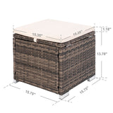 NUU GARDEN Outdoor 2 Piece Outdoor Patio Ottoman, All Weather Rattan Wicker Ottoman Seat, Outdoor Footstool Footrest Seat with Removable Cushion, for Patio, Backyard, Side Table, Brown and Beige NUU GARDEN