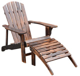 Outsunny Wooden Adirondack Chair with Ottoman,Outdoor Fire Pit Chair,Patio Lounge Chair Supports Up to 330 Lbs, Rustic Brown Outsunny