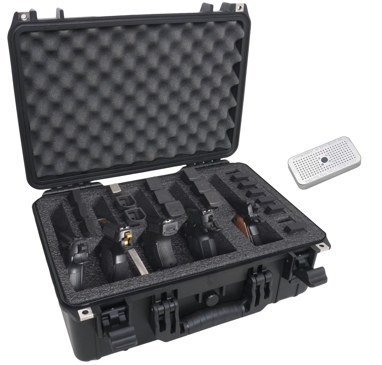 Case Club 5 Pistol and 20 Magazine Pre-Cut Heavy Duty Waterproof Case with Included Silica Gel Canister to Help Prevent Gun Rust (Upgraded Gen-3) Case Club