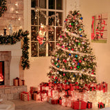 Hykolity 6 ft Prelit Christmas Tree, Artificial Christmas Pine Tree with 350 Warm White LED Lights, 1016 PVC Branch Tips & Needles, Metal Stand and Hinged Branches hykolity