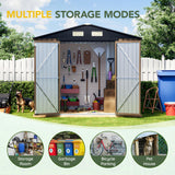 Breezz 8x6FT Outdoor Steel Storage Shed with Clear Window, Lockable Doors, Weather-Resistant Metal Tool Shed for Garden, Backyard, Patio, and Utility Storage.Brown BreezZ