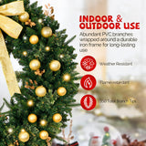 VINGLI 36 Inch Prelit Christmas Wreath, Lighted Christmas Wreath for Front Door, Window, Fireplaces, Indoor Decorate, with 100 LED Lights, 350 Tips, Bow, Pine Cones, Gold Ornaments (Plug-in) VINGLI