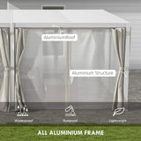 Outsunny 12' x 19' Louvered Pergola Hardtop Gazebo with Adjustable Aluminum Roof and Frame, Outdoor Pergola with Curtains and Netting, for Garden, Lawn, Backyard, and Deck, White Outsunny