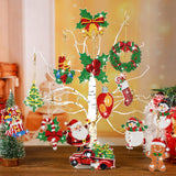 Equsion 14 Pcs Diamond Art Christmas Ornaments Christmas Diamond Painting Keychains Kits 5d DIY Hanging Double Sided Diamond Art Key Ring Painting Key Chain Family Decor Rhinestone Pendant Equsion