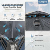 Kurapika 12' x 16' Hardtop Outdoor Metal Gazebo with Galvanized Steel Double Roof Canopy, Curtain and Netting, Aluminum Permanent Pavilion Gazebo, Navy Blue Kurapika