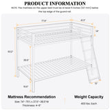 SHA CERLIN Industrial Twin Over Twin Metal Bunk Bed with Inclined Ladder & Guardrails, Black SHA CERLIN