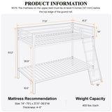 SHA CERLIN Loft Bunk Bed Twin Over Twin Size with Ladder and Guardrail,Heavy Duty Metal Slats Support No Box Spring Needed Small Space Saving Furniture for Bedroom Dorm,White SHA CERLIN