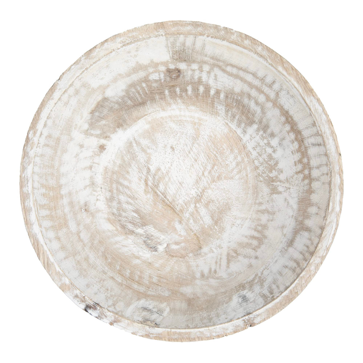 Creative Co-Op Boho Wood Pedestal Serving, White Wash Finish Bowl Creative Co-Op