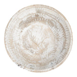 Creative Co-Op Boho Wood Pedestal Serving, White Wash Finish Bowl Creative Co-Op