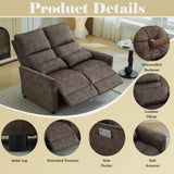 DRMBOOK 52'' RV Loveseat Recliner Sofa, Velvet Fabric Double Camper Couch 2 Seater Recliner, Home Movie Theater Seating Chair, 2 Person Push Back Recliners for Living Room, Brown DRMBOOK