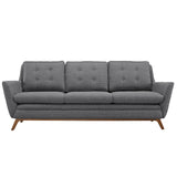 Modway Beguile Mid-Century Modern Sofa With Upholstered Fabric In Gray Modway
