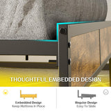 Queen Bed Frame with Headboard, Metal Platform Bed with Smart LED Lights and USB Charging Station, Easy Assembly, No Box Spring Needed Liians