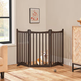 Yaheetech 36" H Extra Tall Freestanding Pet Gate 3-Panel Wooden Dog Fence with 2 Support Feet Folding Dog Gate for Indoor, Stairs, Doorways, Halls, Kitchen Wooden Pet Barrier Espresso, 60" L x 36" H Yaheetech