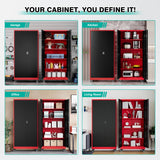 SISESOL Metal Storage Cabinet with Wheels,Rolling Garage Storage Cabinet with Lock,Red Metal Cabinet on Wheels,Tall Tool Storage Cabinet on Wheels for Garage,Home,Office,Shop SISESOL