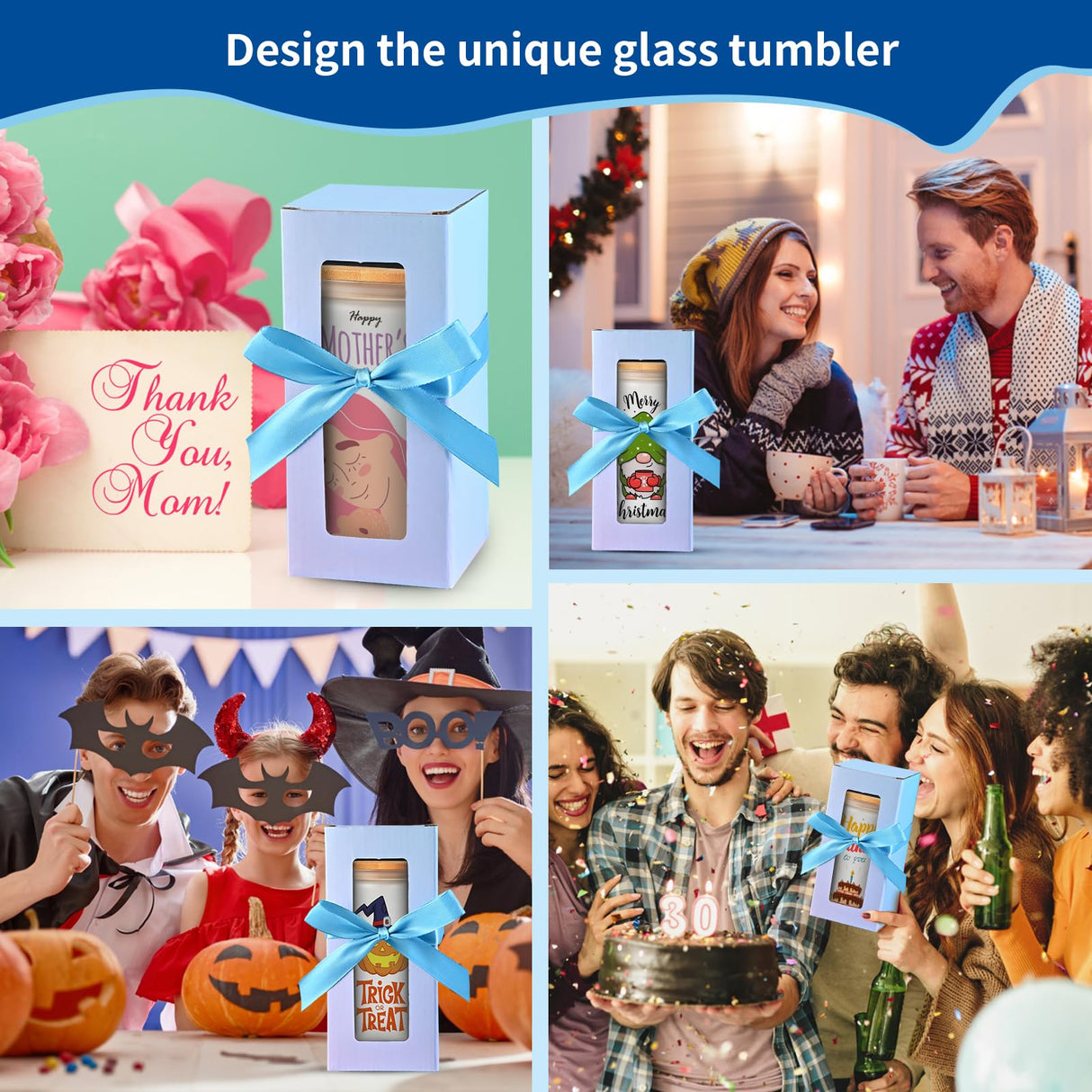 MAFYE Sublimation Glass Blanks With Bamboo Lid, 16OZ Frosted Sublimation Beer Can Glass with Glass Straws Gift Box Mason Jar Cups Mug Travel Tumbler for Beer, Juice, Soda, Iced Coffee, Drinks(8 PACK) MAFYE