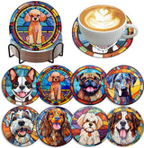 Zythron 8 PCS Dog Diamond Art Coasters Diamond Painting Coasters Kits with Holder Dog DIY Coaster for Beginners, Adults, Diamond Art Crafts Supplies 4x4 in Zythron