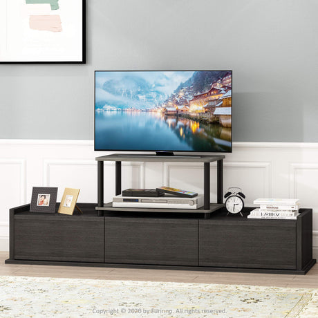 Furinno Turn-N-Tube Multipurpose 2-Tier Printer Stand Display/Elevated TV Stand, French Oak Grey/Black Furinno