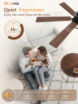 Glowivia 60 Inch Farmhouse Ceiling Fans with Lights and Remote,Black Industrial Caged Plug in Ceiling Fan with 6 Speeds and Reversible DC Motor,Double-Sided 6 Blades for Bedroom Living Room Garage Glowivia